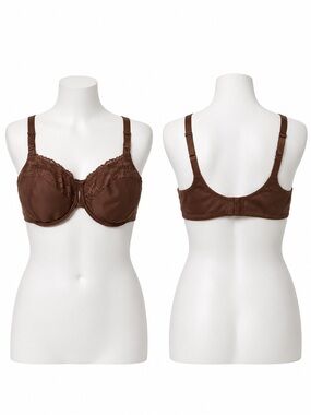 Glamorise‎ 48D Chocolate Brown Low Cut WonderWire Lace Bra – 48D